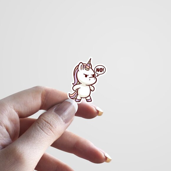 3pc - "NO!" Grumpy Unicorn Sticker Pack – Water Bottle, Tumbler, Laptop - Picture 4 of 8